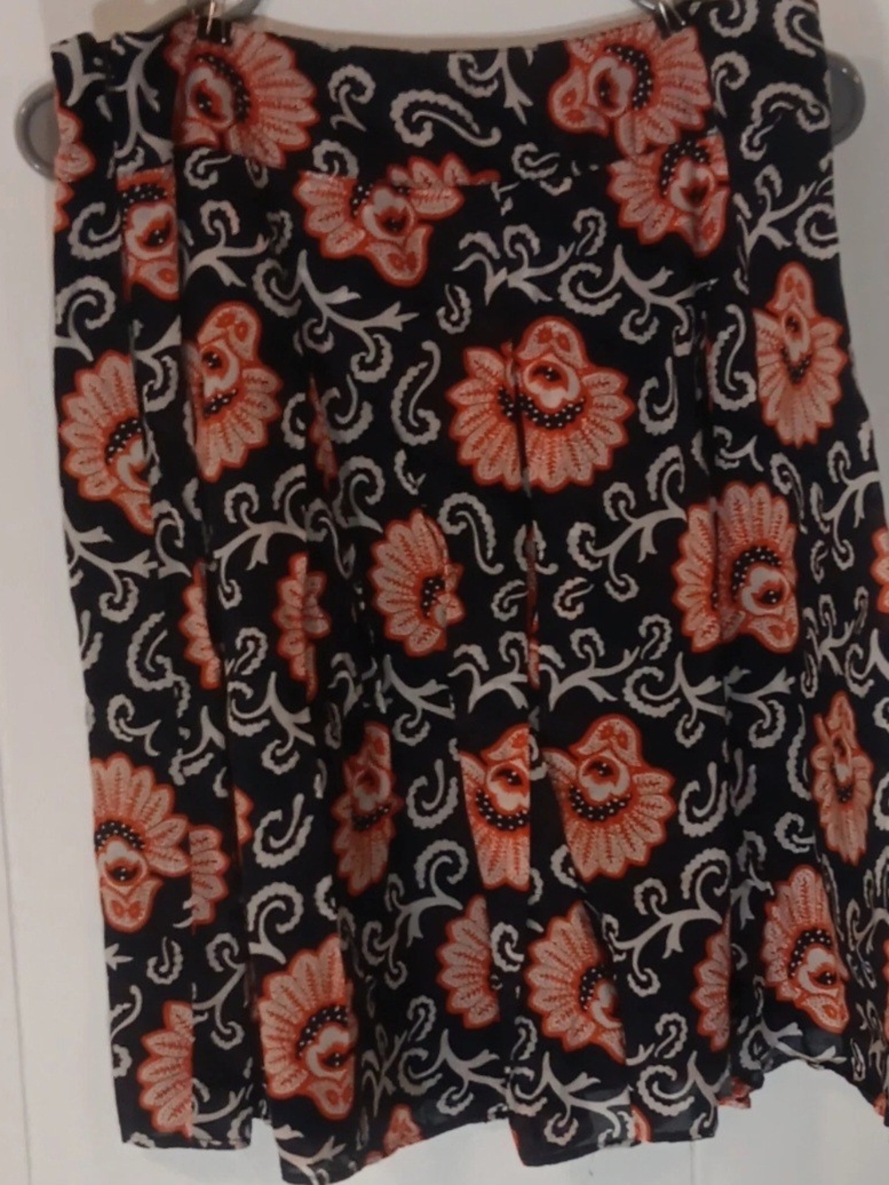 Talbots Black Skirt with Coral Floral Print